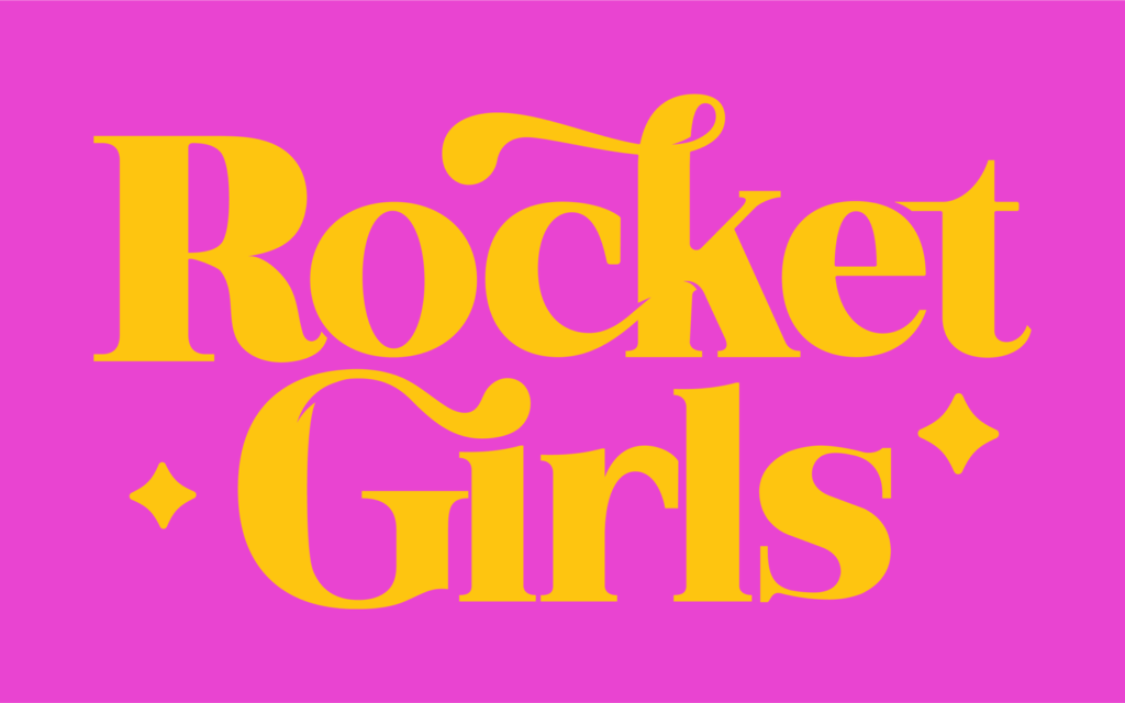rocket girls logo magenta yellow typo Asesorias Marketing Digital Costa Rica